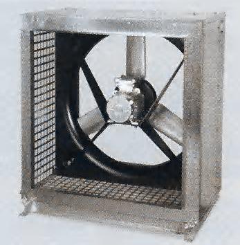 3.1.4 SERIE CHGT Cajas de ventilación axiales desenfumage, trifásicas, disponibles en 7 diámetros, desde Ø 560 mm hasta Ø 1250 mm. El sentido del aire es motor-hélice (flujo A).