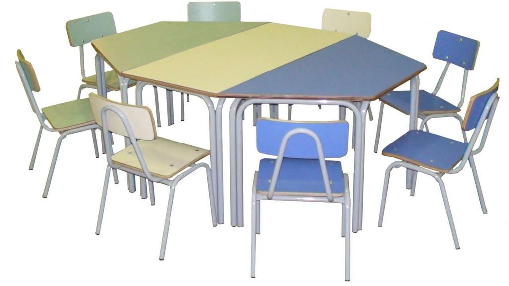 Pre-escolares conjunto de mesas y sillas Mesa Trapecial 1.00 X 0.50 X 0.50 h = 0.