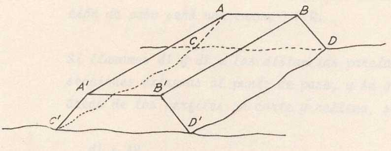 67-67 -- 67 - b) Formula del Prismoide La sección del sólido del camino entre dos perfiles transversales, se asimila a un prismoide, sólido limitado por dos caras planas y paralelas, de forma