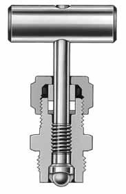 El control de todas estas funciones es compartido por dos diseños de válvulas de aguja una válvula de aguja de bonete largo para orificios de manifold de 4.0 mm (0,156 pulg.