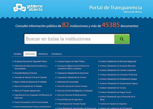 Portal Gobierno Transparente En este sitio se facilita a la población de manera sencilla e intuitiva las herramientas de consulta de información pública de más de 45,318 documentos de 81