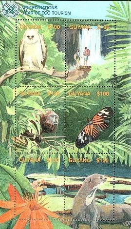 2002 : Año Internacional del Ecoturismo (1 BF de 6) (Y & T : xxx) (Scott : 3710 d). 100 $ Lepidoptera : Nymphalidae : Heliconinae : Heliconius sp.