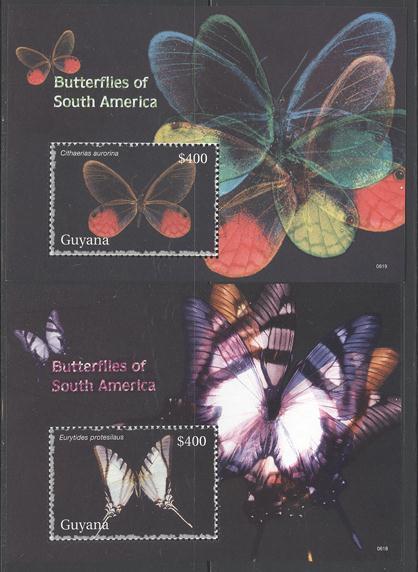 2007 : Mariposas de Suramérica, 2 HF (Y & T : BF 507-508) (Scott : xxx).