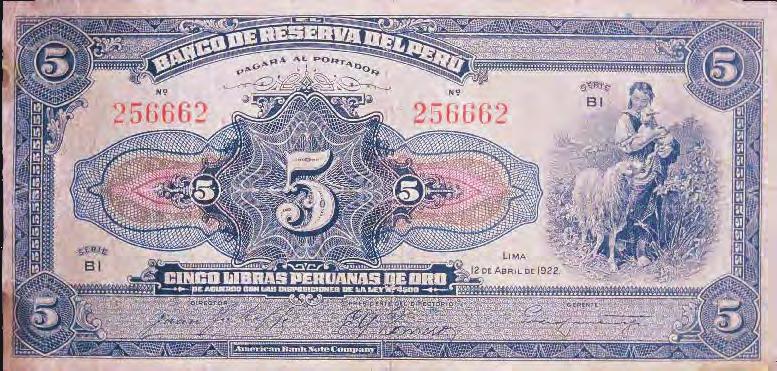 Nº 3 5 Libras Peruanas de Oro Niña con