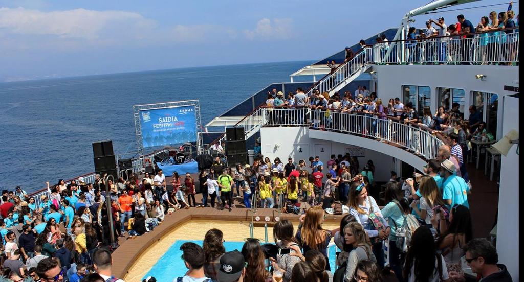 ITINERARIO: DIA 1: MOTRIL MELILLA SAIDIA: (miércoles) fiesta del MAR La primera fiesta será en el mar, en la terraza de popa del fantástico Súper ferry Volcán de Tinamar.