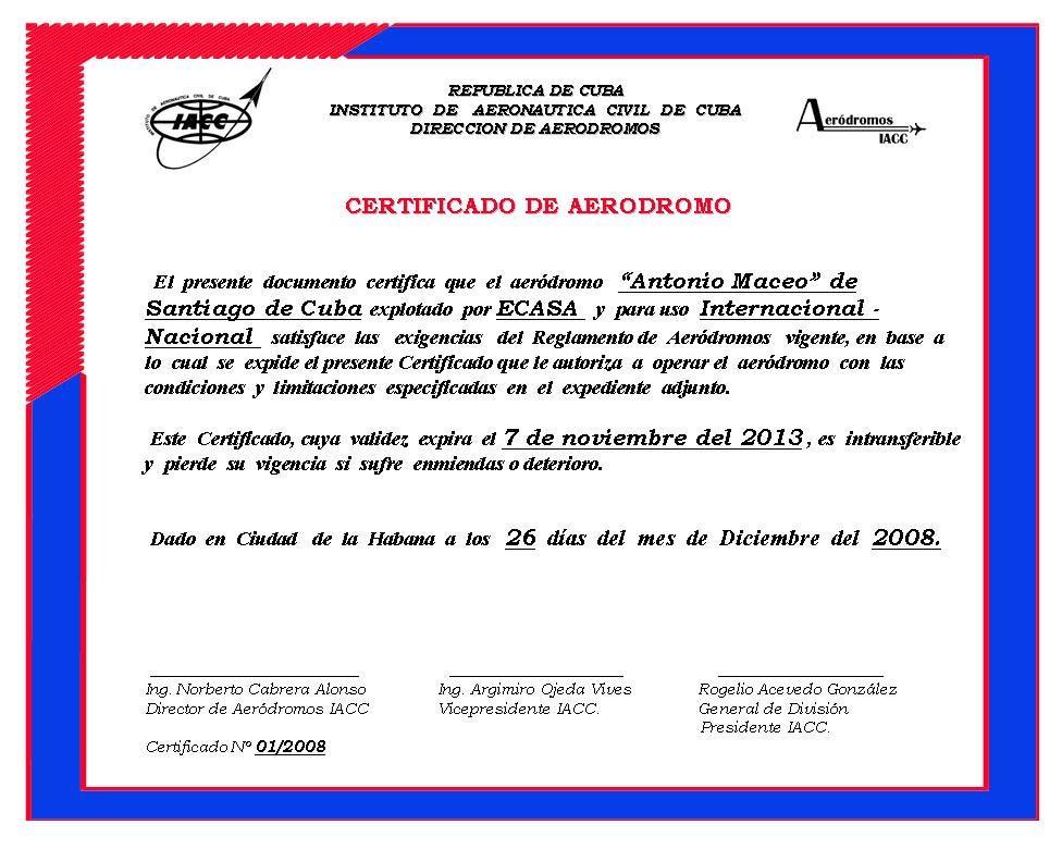 Certificación de Aeródromos 1.4.