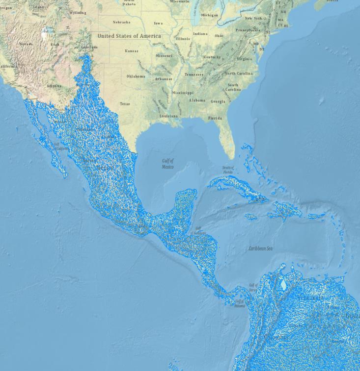 Delineación de Cuencas ~230,000+ cuencas/cauces