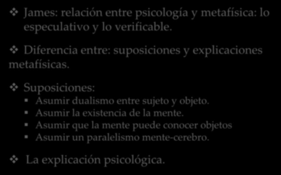 Skrupskelis James: relación entre psicología y metafísica: