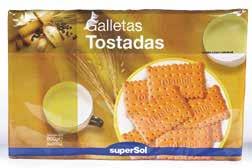 11,86 /kg Galletas Tostadas, 200g pack 4 uds