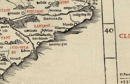 Jacobus Pentius de Leucho, 1511. 1a edició de mapes a 2 tintes. Font ICC.