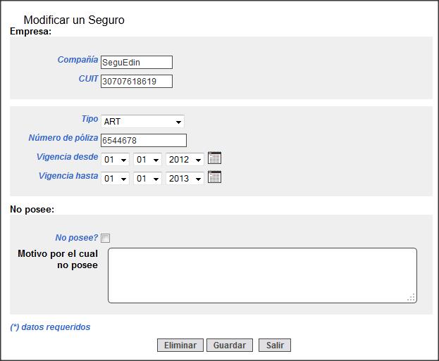 En la pantalla de datos del Consorcio seleccionar Seguros BAJA/ MODIFICACIONES SEGUROS