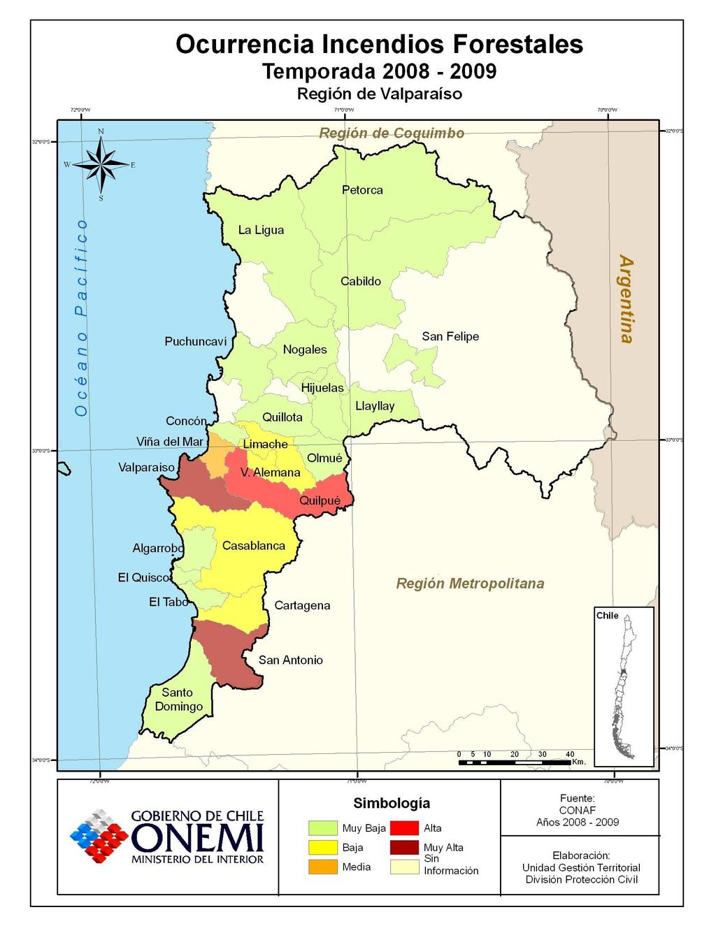 Mapa 2: Ocurrencia Incendios