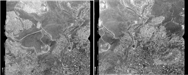 Interpretación de Fotos Aéreas para mapas de inventario de deslizamientos Interpretación de fotografías aéreas con criterios de deslizamiento de tierra, estudiando las