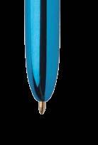 El icónico BIC presentado en colores metálicos brillantes. Cuenta con 4 colores de tinta estándar: azul, negro, rojo y verde. DE > Der ikonische BIC in glänzenden etallic-farben.
