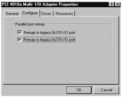 Nota: Si desea conectar un disco de un escáner o una postal para el puerto paralelo, se le requerirá para volver a asignar el Paralelo, puerto de dirección I/O de 0x378 y 0x278 en Windows 95 / 98SE /