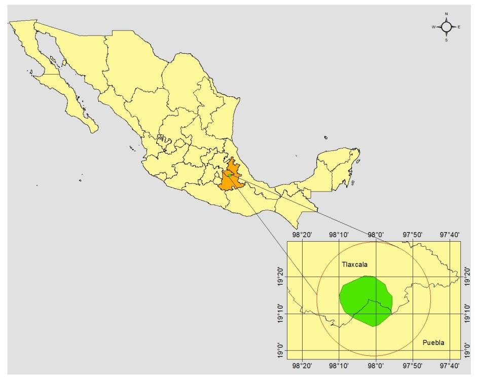 Mapa localización Parque Nacional La Malinche Materiales y Métodos La metodología se desarrolló de acuerdo a lo descrito en el Protocolo para la evaluación del Uso del Suelo y Vegetación en Áreas