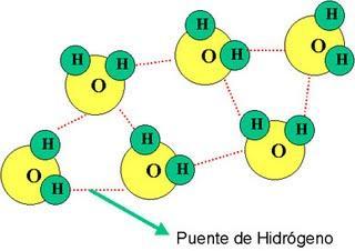 La estabilidad del enlace disminuye al aumentar la temperatura, así, en el hielo, todas las moléculas de agua están unidas por