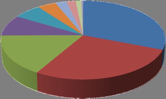 MINERIA OTROS ENERGIA SANEAMIENTO AMBIENTAL INMOBILIARIOS INSTALACIONES FABRILES VARIAS PLANIFICACION TERRITORIAL E INMOBILIARIAS EN ZONAS Figura 4: En azul se muestra que en mayor porcentaje (31%)