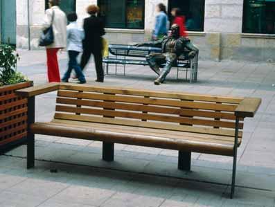Manel Castellnou Via Augusta 1999 An outdoor sofa, made of wood and steel, a counterpoint to the accelerated speed of the city life.