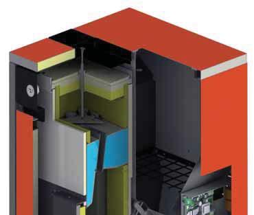 BIOMASA COMPONENTES PRINCIPALES Puerta para carga de pellet manual Limpieza Turbuladores Tapa aislada cierre cámara combustión Termohidrómetro analógico Depósito de pellet (70Kg.