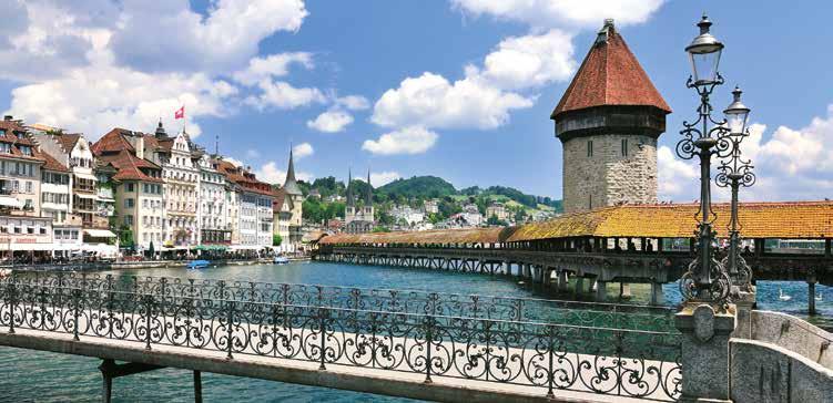 Puente Kapellbrücke, Lucerna / Suiza p 4 Días / 3 Noches p Visita de la ciudad p Excursiones atractivas p 4 Días / 3 Noches p Visita de la ciudad p Excursiones atractivas Temporada: Paquete I: