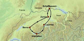 Opcionalmente puede hacer un paseo en barco a la roca en medio de la cascada (solo posible en verano, no incluido). Continuación a Lucerna.