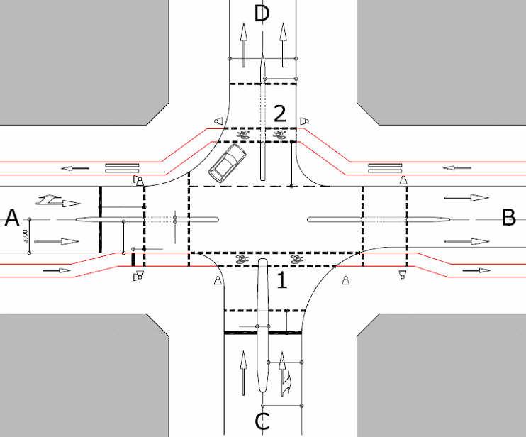 Cruce convencional semaforizado y Pista / Acera-bici con retranqueo Pasos ciclistas