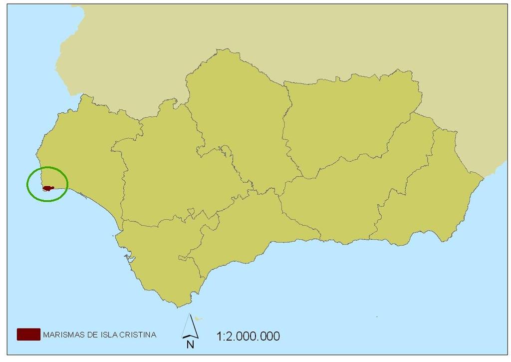 1. Descripción breve El Paraje Natural y LIC Marismas de Isla Cristina, se encuentra situado entre los municipios de Ayamonte e Isla Cristina, en la provincia de Huelva (Figura 1).