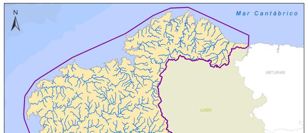 Figura 12 Red hidrográfica básica de la Demarcación Hidrográfica de Galicia-Costa.