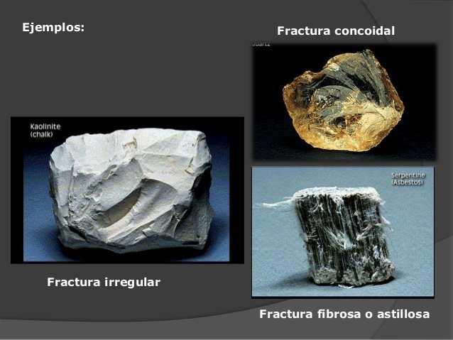 Fractura: Es la rotura de un mineral en fragmentos que no