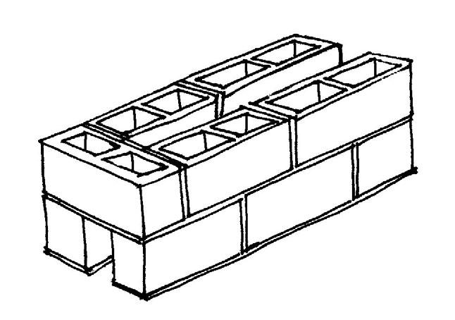 4 Proceso constructivo de la Estufa Onil Colocación de la segunda fila de 5 de blocks de 20 x 20 x 40 cms sin uso de 2 mezcla.