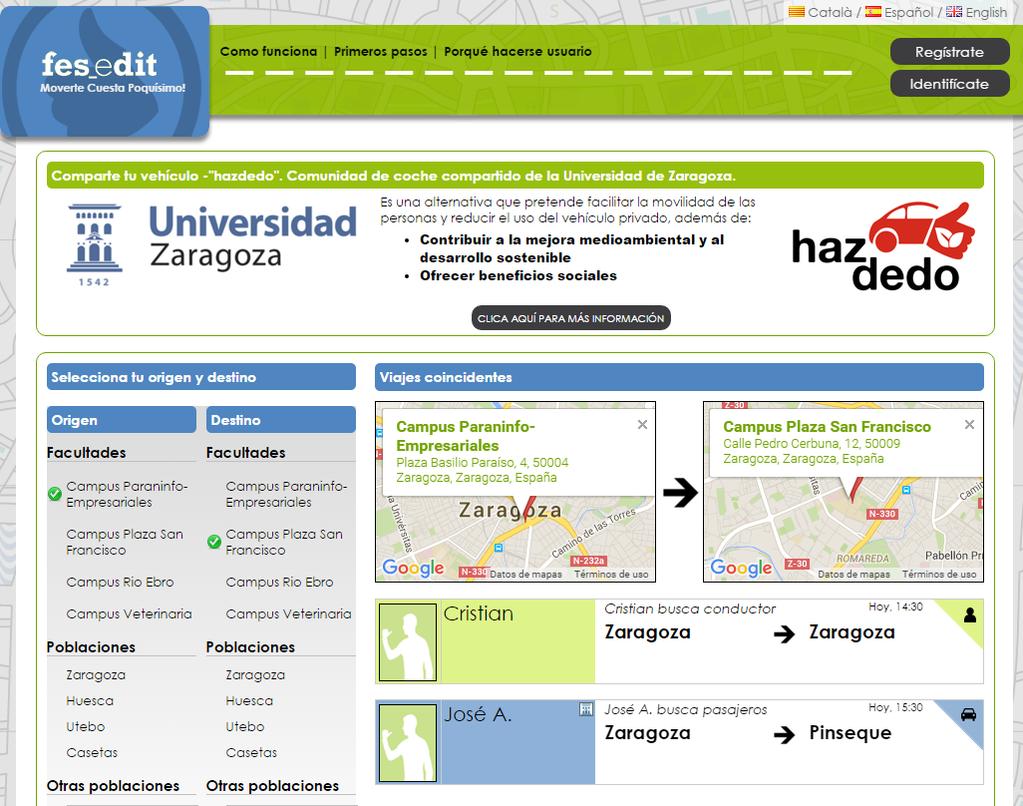 A continuación, accedemos a la comunidad de la Universidad de Zaragoza HazDedo http://www.fesedit.
