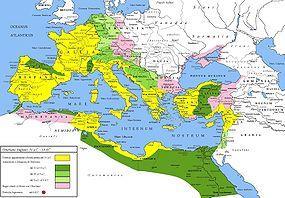 Territorios bajo el dominio de la República y el Imperio Extensión del Imperio romano bajo el reinado de Augusto; el color amarillo representa la extensión de la República romana en 31 a. C.
