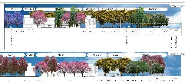 El proyecto del espacio público contempla el diseño del gran parque entre el conjunto de viviendas y el arroyo Soto,