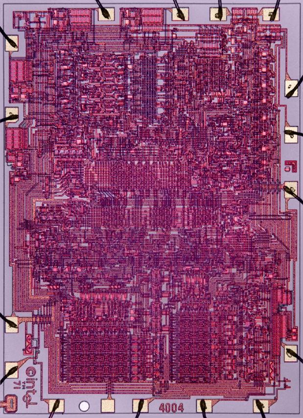 El Pasado Intel 4004 Generador de 8 fases de reloj Pila y contador de