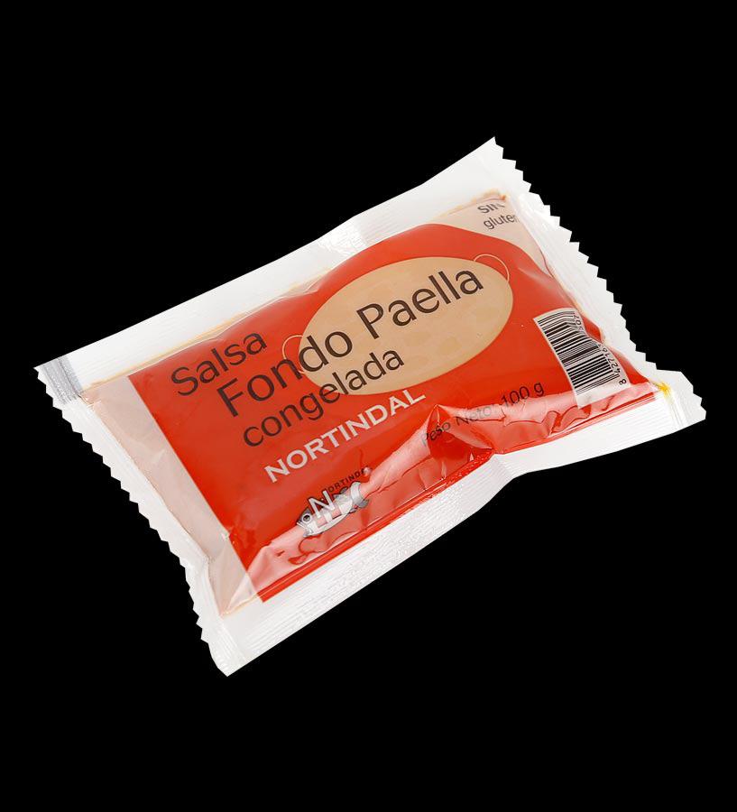CONGELADO FONDO DE PAELLA BOLSA 100G. El Fondo de Paella nortindal es el producto ideal para preparar un paella deliciosa de forma muy sencilla.