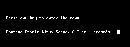 aparece la pantalla de inicio de Oracle Linux Server. Por ejemplo, para Oracle Linux 6.