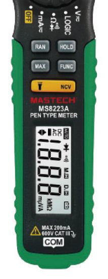 Condiciones ambientales: Protección del fusible: F 500mA / 250V Fuente de alimentación: batería de 3V. o LR44 x 2 Pantalla: LCD.