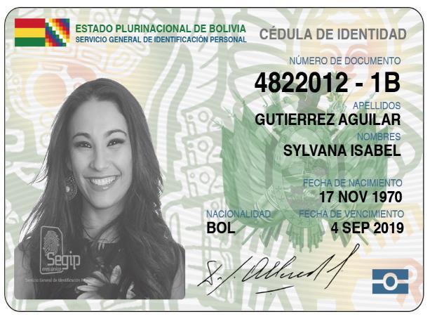 NUEVA CÉDULA DE IDENTIDAD Se cuenta con el prototipo de la nueva Cédula de Identidad en cumplimiento de las normas internacionales sobre la