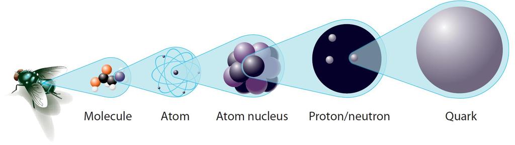 Lo muy pequeño : la física de partículas 10-2 m Clásica 10-9 m 10-10 m 10-14 m 10-15 m <10-19 m Química Física atómica Física
