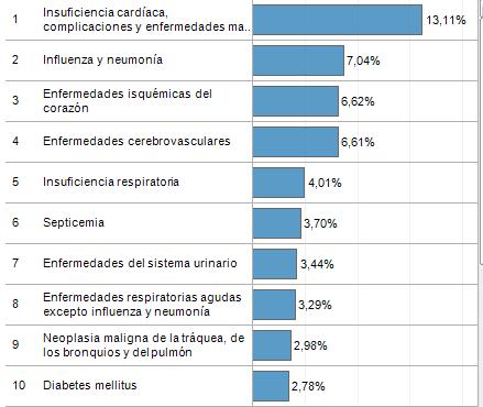 Principales causas de muerte en mayores de 60 años Argentina - 2010