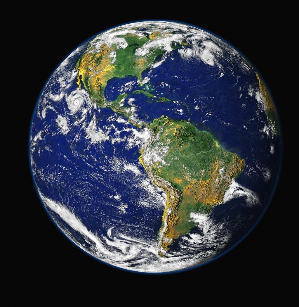 Imagen de la NASA en la que vemos el Hemisferio Occidental Fotografía de Thingg de dominio público Sin embargo, la distribución espacial es muy irregular, ya que la población
