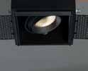 NEOCUBO IN 1 22 90 107 70 91 90 x 91 23 89 23 89 Luminaria empotrada sin marco exterior visible. de polvorización en color blanco, negro o gris. Cabezal orientable y basculante.