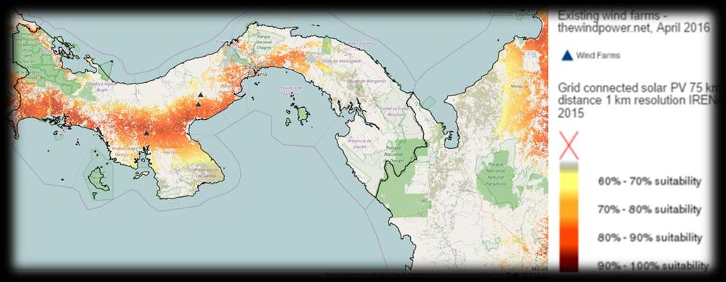 Mapas de idoneidad de Panama -Solar Análisis de