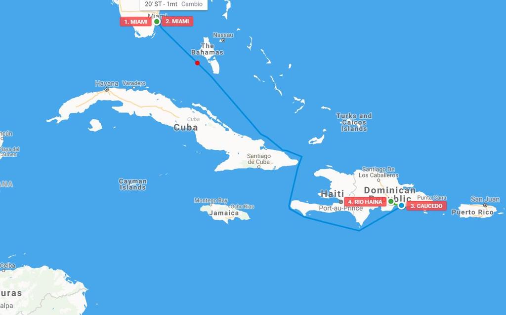 Oferta logística desde Miami-USA, o Cartagena-Co, hacia Rio