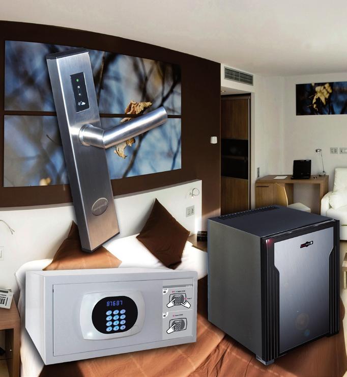 Con nuestras cerraduras electrónicas y sistemas de ahorro energético, cajas fuertes y minibares, los hoteles proporcionan a sus clientes una tranquilidad absoluta durante su estancia, con el mínimo