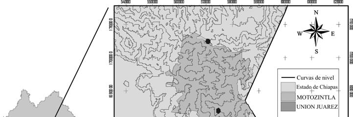 64 Eduardo M. Chamé Vázquez et al. Fig. 1. Localización de las tres localidades muestreadas de bosque mesófilo de montaña, puntos en negro, en el Sureste de Chiapas, México.