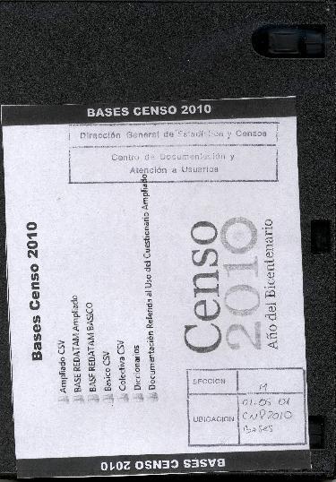 Instituto Nacional de Estadística y Censos (Argentina) Censo Nacional de Población, Hogares y Viviendas 2010 : censo del Bicentenario : bases censo 2010. Buenos Aires: INDEC, 2015.