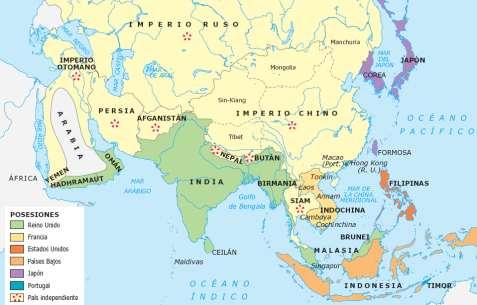 Asia hacia 1914 La expansión imperialista en Asia El Imperio británico