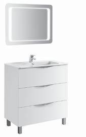 Muebles de baño ágata ágata 3 cajones: características Cuerpo y frente: MDF lacado. Acabados: lacado blanco brilllo y lacado gris brillo.